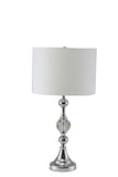 30" Silver Metal Bedside Table Lamp With White Classic Drum Shade - Homeroots