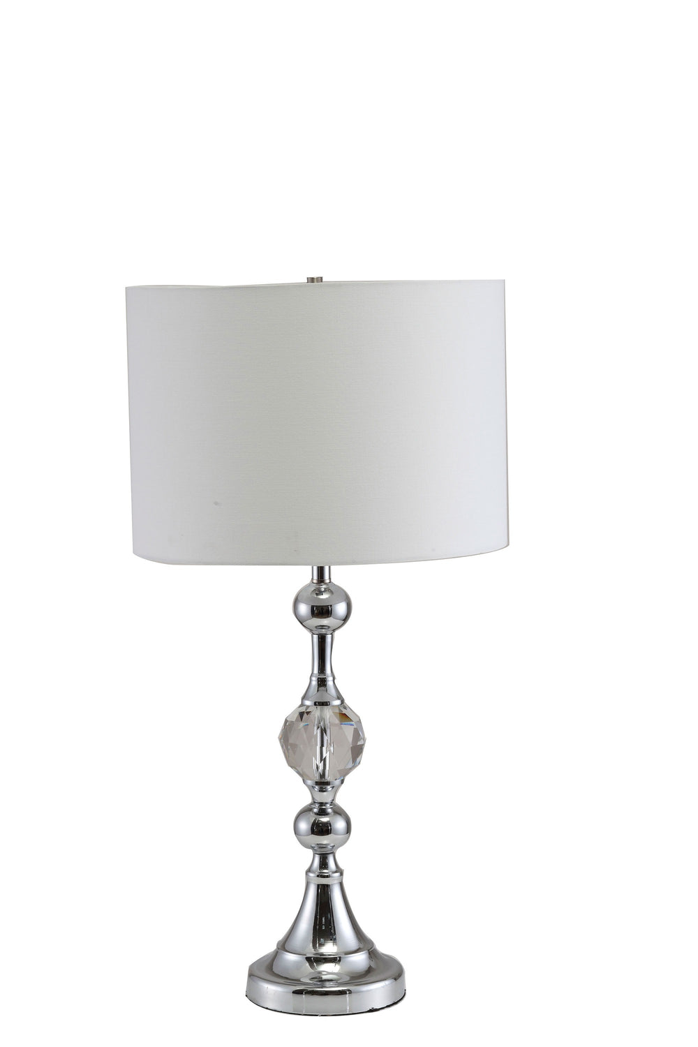 30" Silver Metal Bedside Table Lamp With White Classic Drum Shade - Homeroots