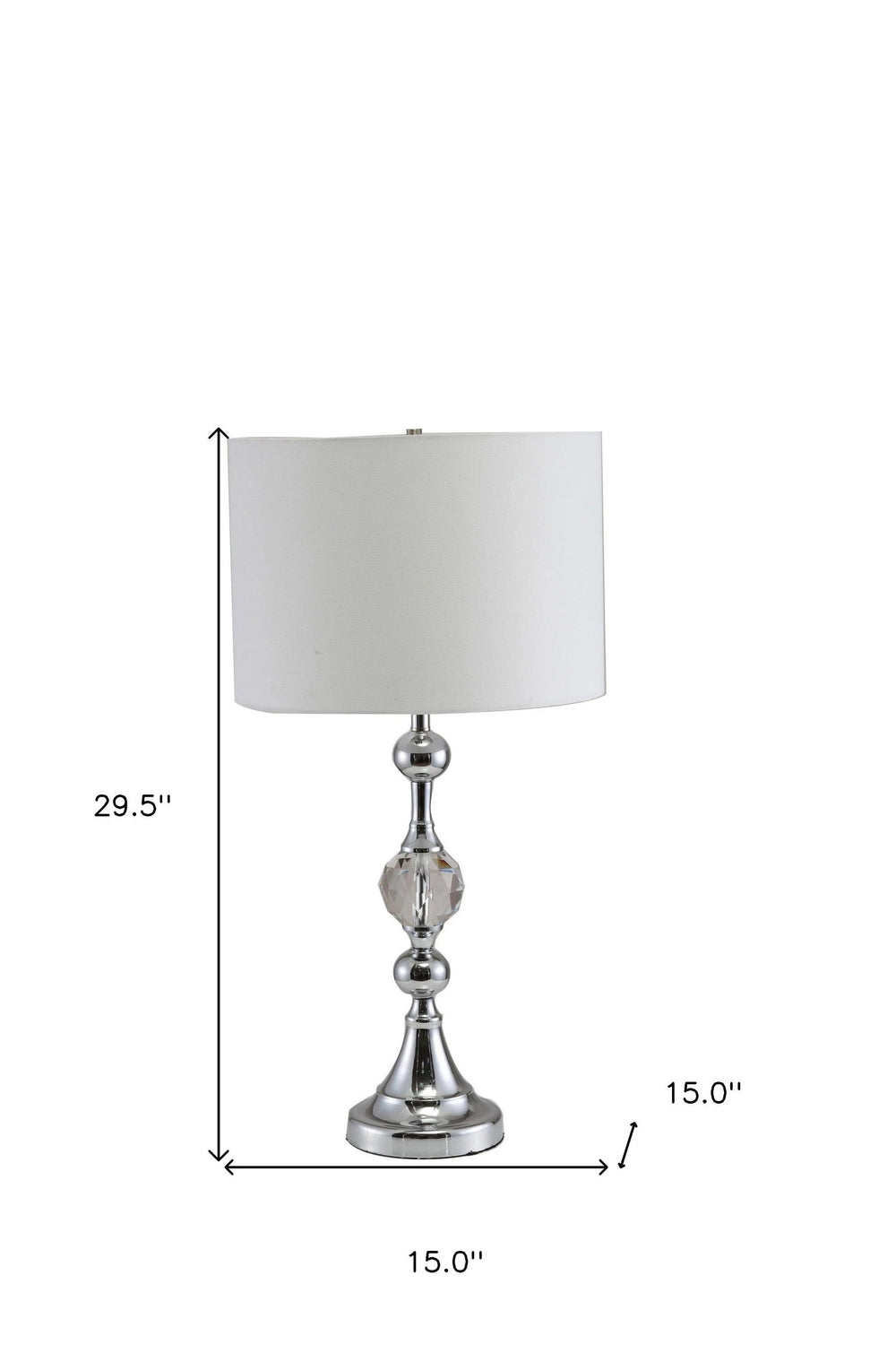 30" Silver Metal Bedside Table Lamp With White Classic Drum Shade - Homeroots