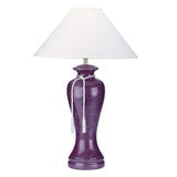 35" Red Burgundy Glaze Ceramic Urn Table Lamp With White Classic Empire Shade - Homeroots - Flyclothing LLC