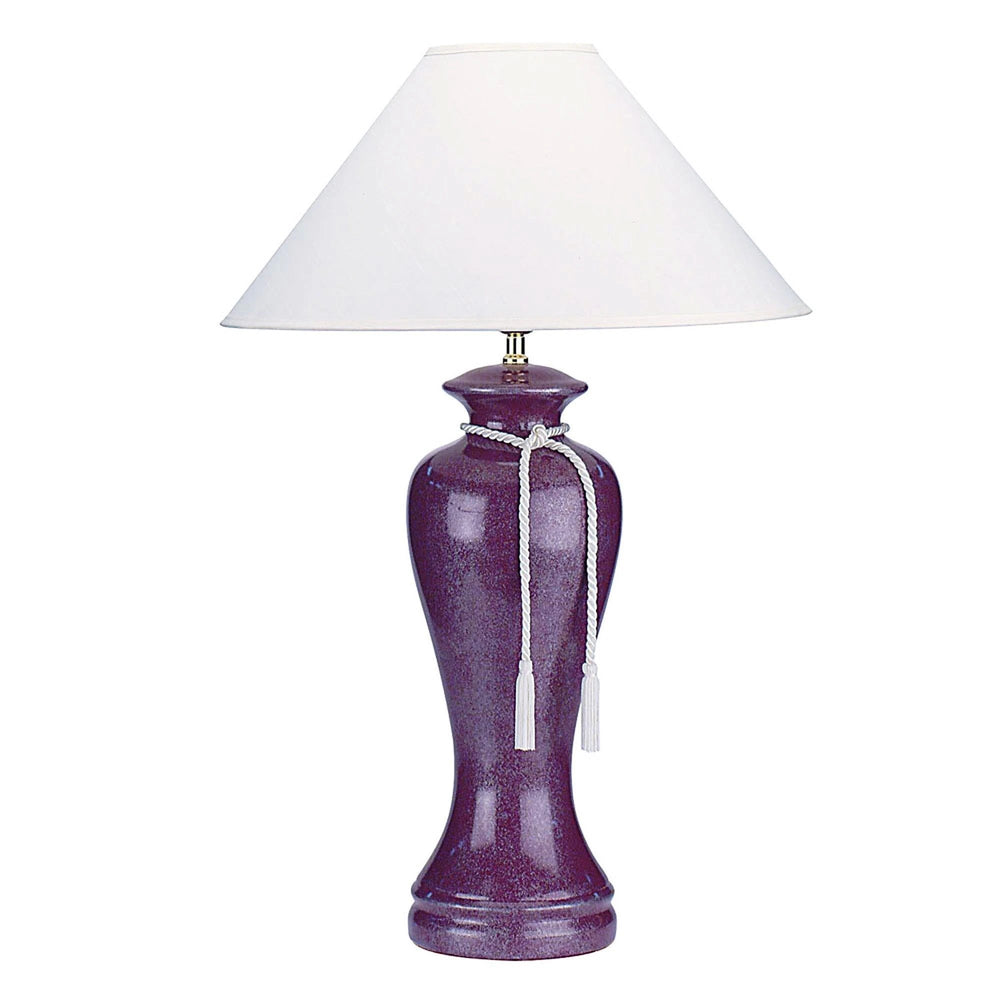 35" Red Burgundy Glaze Ceramic Urn Table Lamp With White Classic Empire Shade - Homeroots - Flyclothing LLC