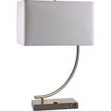 23" Silver Curved Table Lamp With White Rectangle Shade - Homeroots - Flyclothing LLC