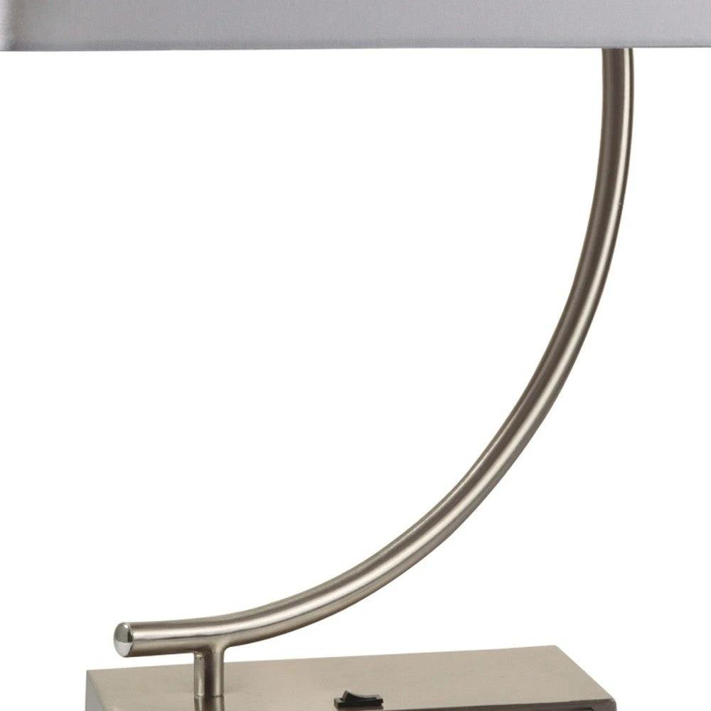 23" Silver Curved Table Lamp With White Rectangle Shade - Homeroots - Flyclothing LLC