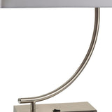23" Silver Curved Table Lamp With White Rectangle Shade - Homeroots - Flyclothing LLC