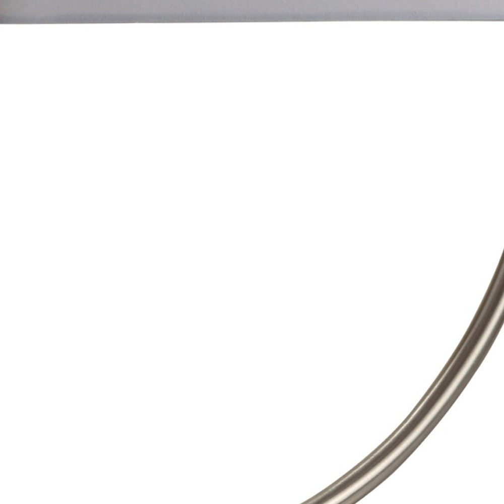 23" Silver Curved Table Lamp With White Rectangle Shade - Homeroots - Flyclothing LLC