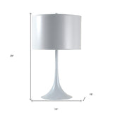 25" White Metal Table Lamp With White Classic Drum Shade - Homeroots