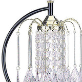 27" Black and Gold Metal Faux Crystal Chandelier Table Lamp - Homeroots
