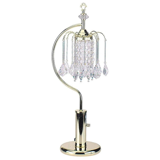27" Gold Metal Chandelier Faux Crystal Table Lamp - Homeroots