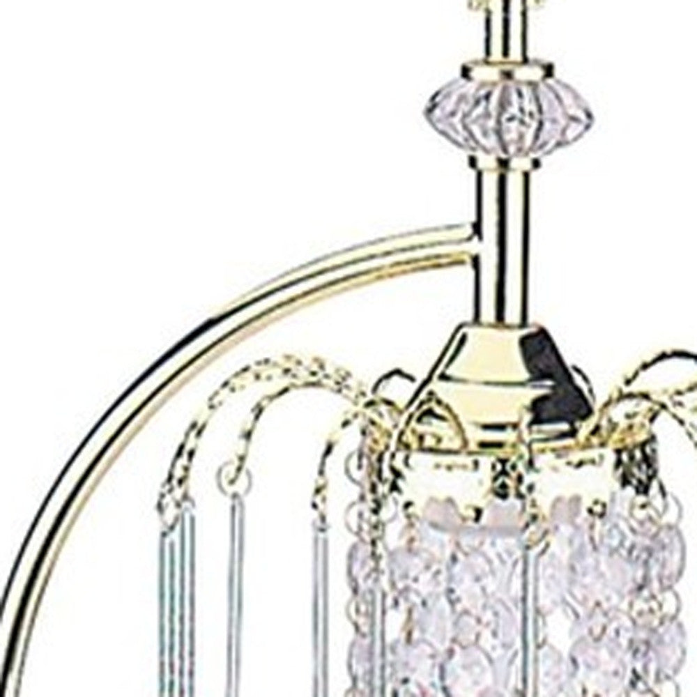 27" Gold Metal Chandelier Faux Crystal Table Lamp - Homeroots