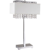 28" Silver Table Lamp With Faux Crystals and White Rectangle Shade - Homeroots - Flyclothing LLC