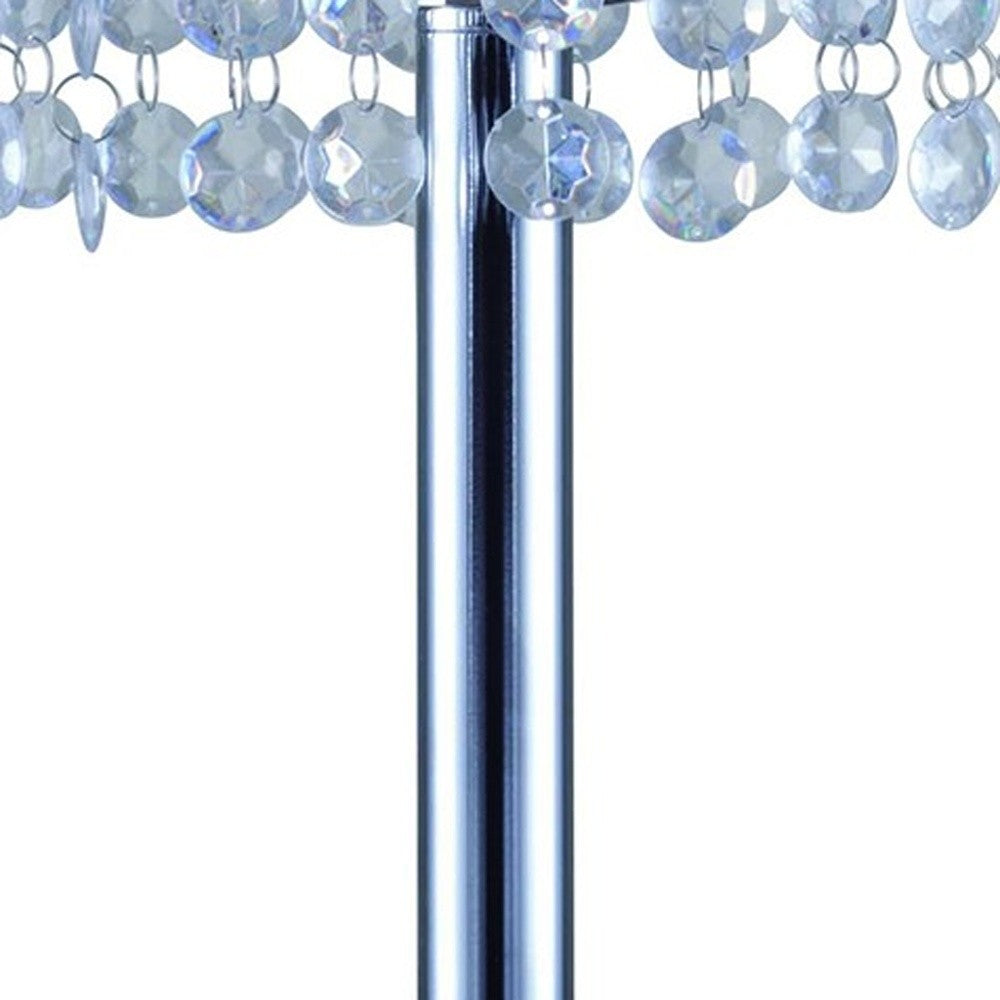 26" Silver Glam Two Tier Chandelier USB Table Lamp - Homeroots - Flyclothing LLC