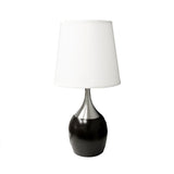 25" Black and Silver Gourd Table Lamp With White Tapered Drum Shade - Homeroots