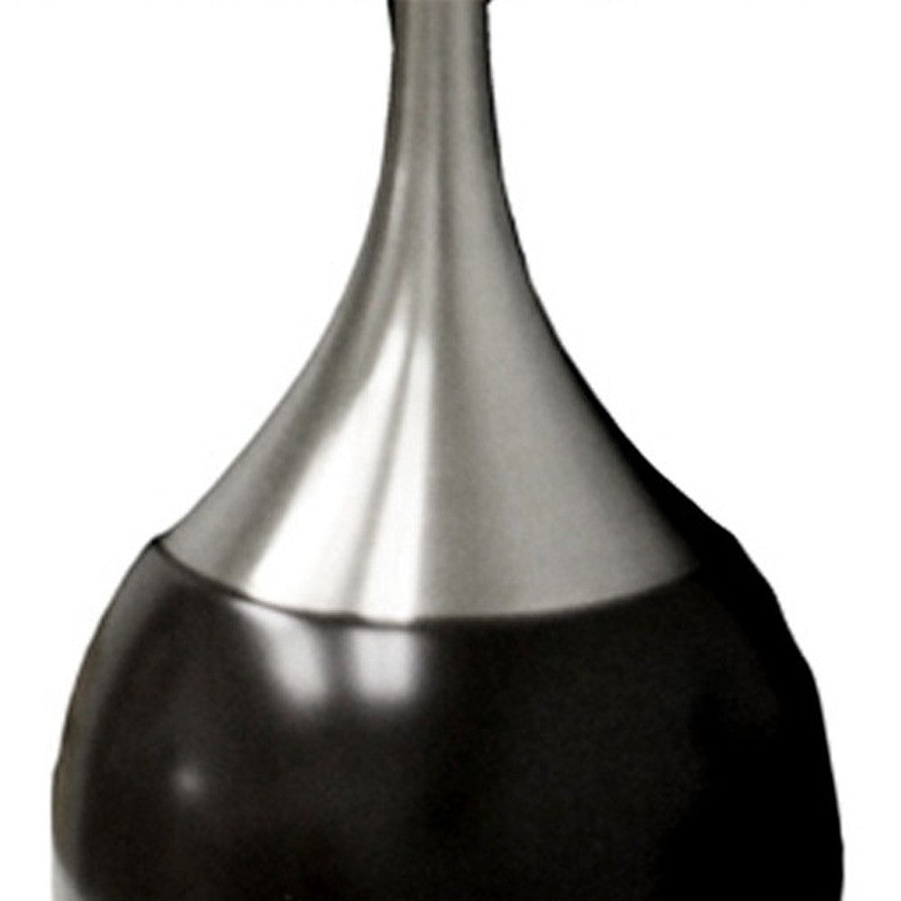25" Black and Silver Gourd Table Lamp With White Tapered Drum Shade - Homeroots