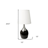 25" Black and Silver Gourd Table Lamp With White Tapered Drum Shade - Homeroots