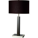 30" Black Polyresin Table Lamp With Brown Classic Drum Shade - Homeroots