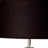 30" Black Polyresin Table Lamp With Brown Classic Drum Shade - Homeroots