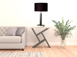 30" Black Polyresin Table Lamp With Brown Classic Drum Shade - Homeroots
