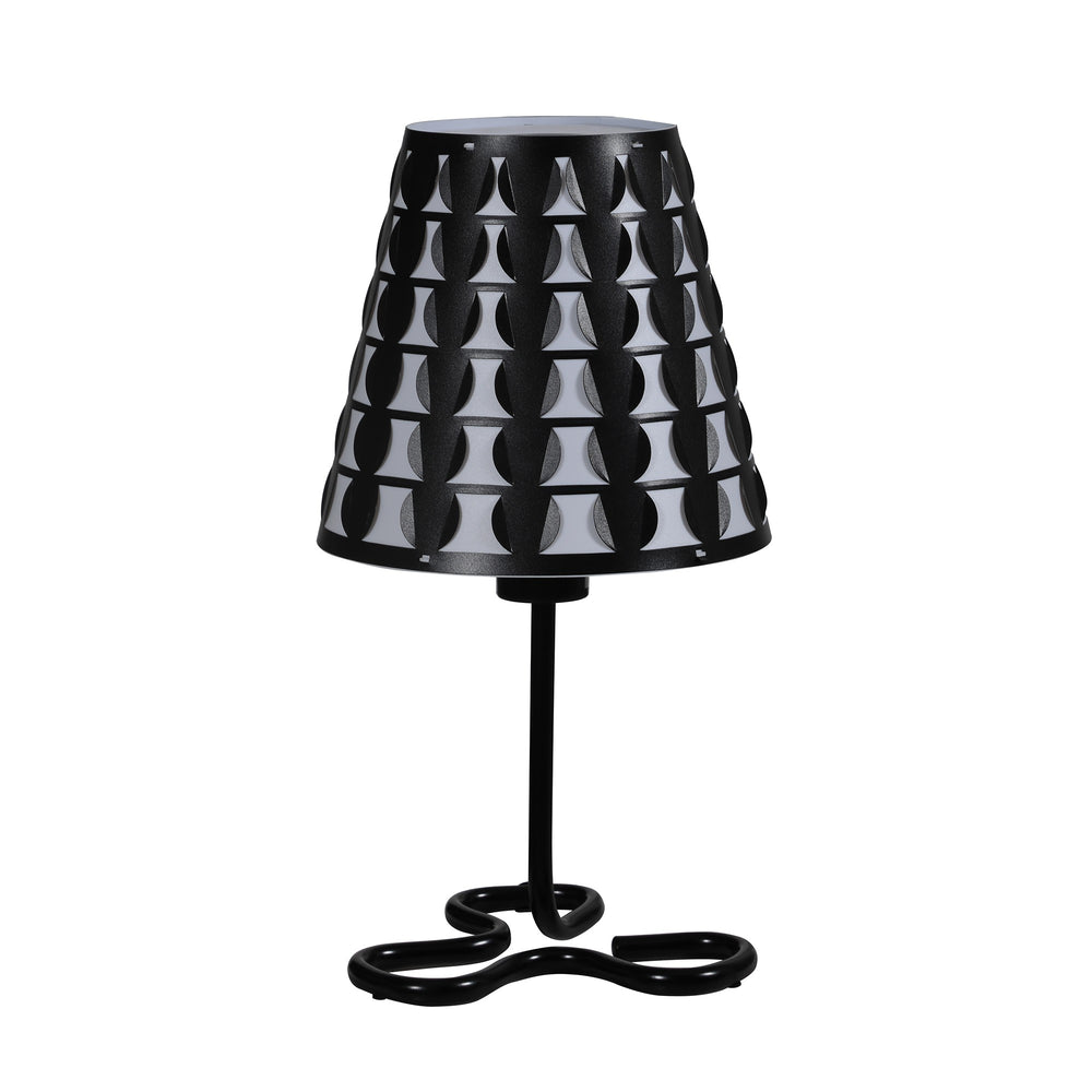 16" Black Bedside Table Lamp With Black Polka Dots Empire Shade - Homeroots