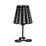 16" Black Bedside Table Lamp With Black Polka Dots Empire Shade - Homeroots