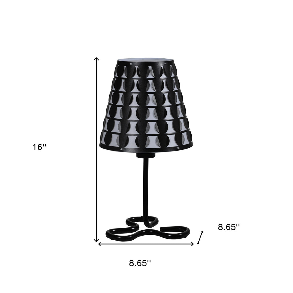 16" Black Bedside Table Lamp With Black Polka Dots Empire Shade - Homeroots