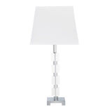 25" Crystal Geo Cubed Table Lamp With White Sharp Corner Square Tapered Shade - Homeroots - Flyclothing LLC