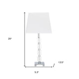 25" Crystal Geo Cubed Table Lamp With White Sharp Corner Square Tapered Shade - Homeroots - Flyclothing LLC