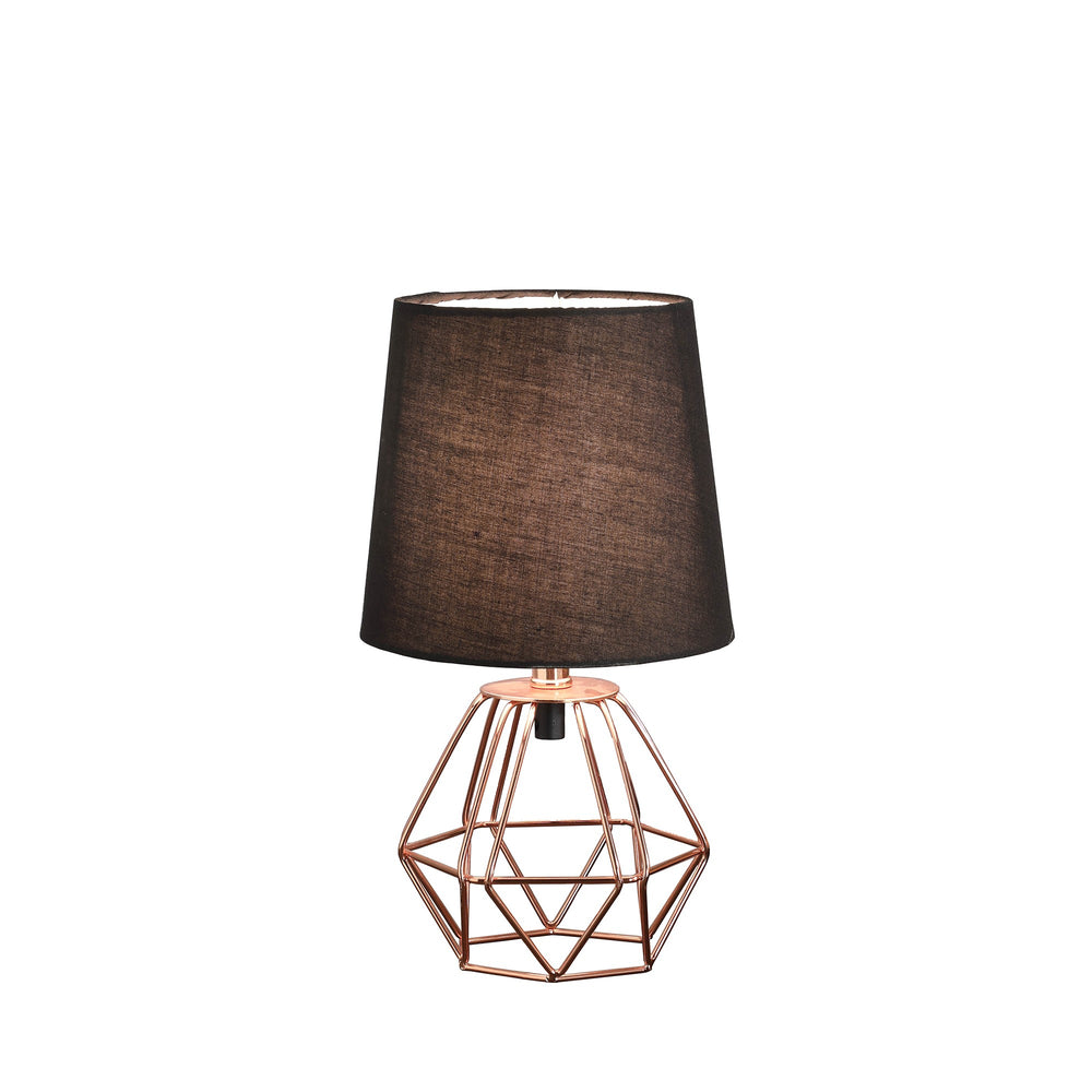 11" Copper Bedside Table Lamp With Black Empire Shade - Homeroots - Flyclothing LLC