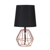 11" Copper Bedside Table Lamp With Black Empire Shade - Homeroots - Flyclothing LLC