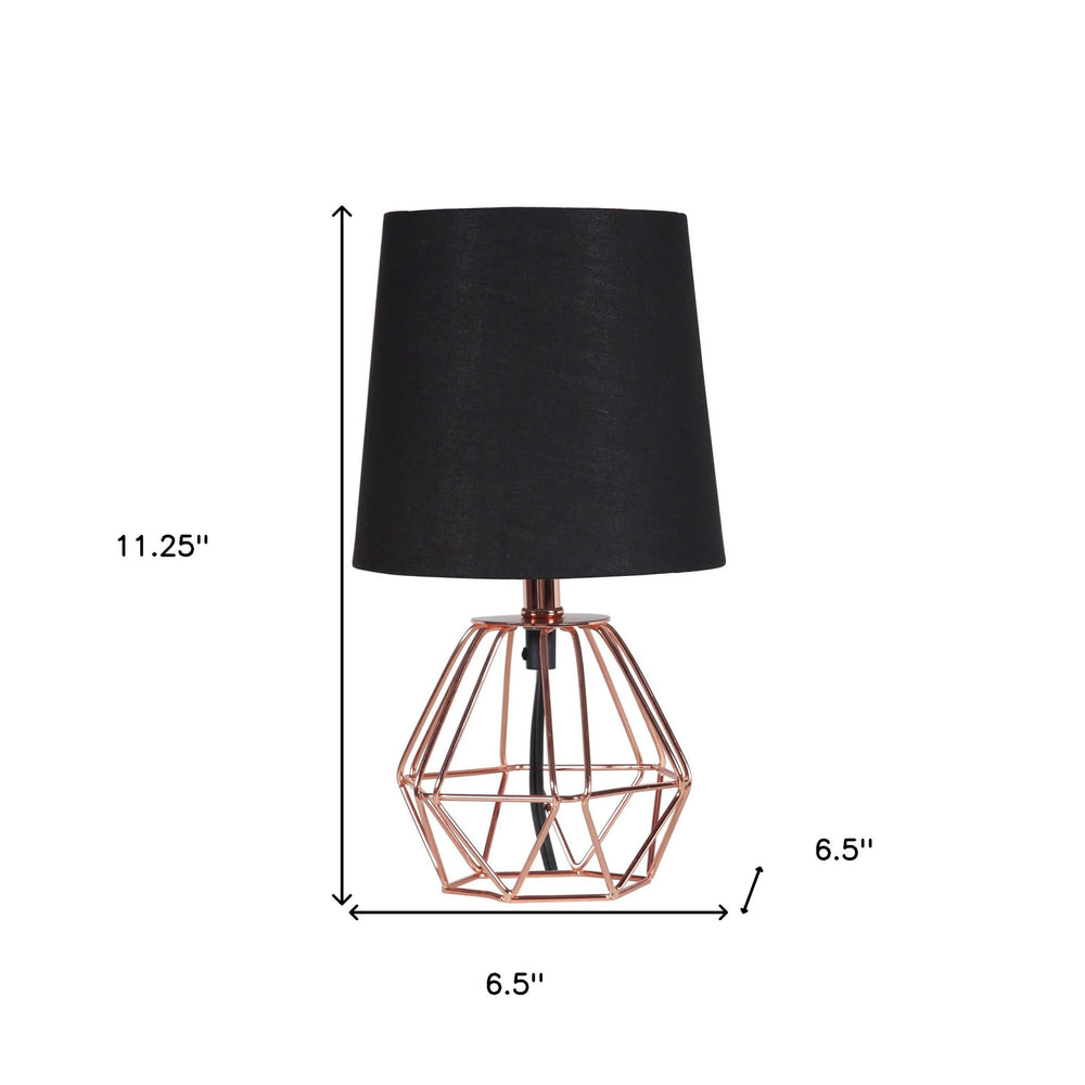 11" Copper Bedside Table Lamp With Black Empire Shade - Homeroots - Flyclothing LLC