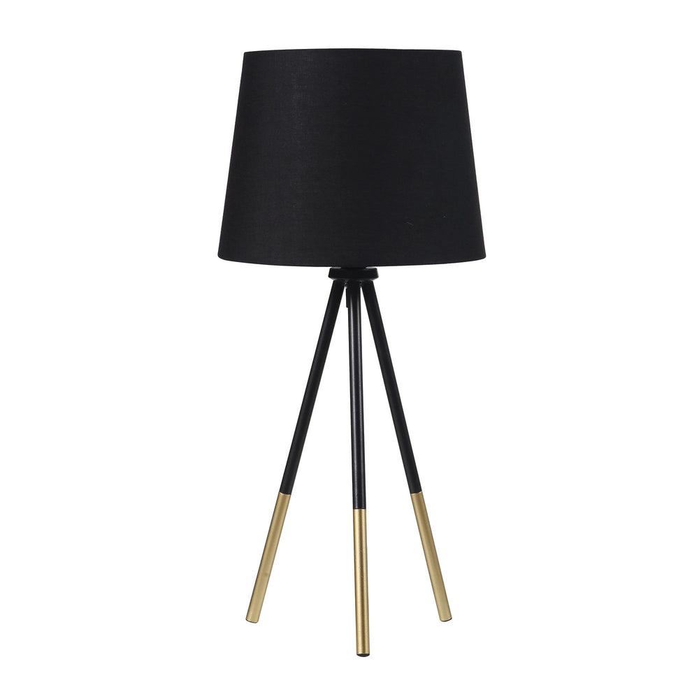 20" Gold Tripod Table Lamp With Black Empire Shade - Homeroots
