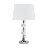 20" Silver Crystal Stacked Geo Cubes Table Lamp With White Classic Empire Shade - Homeroots