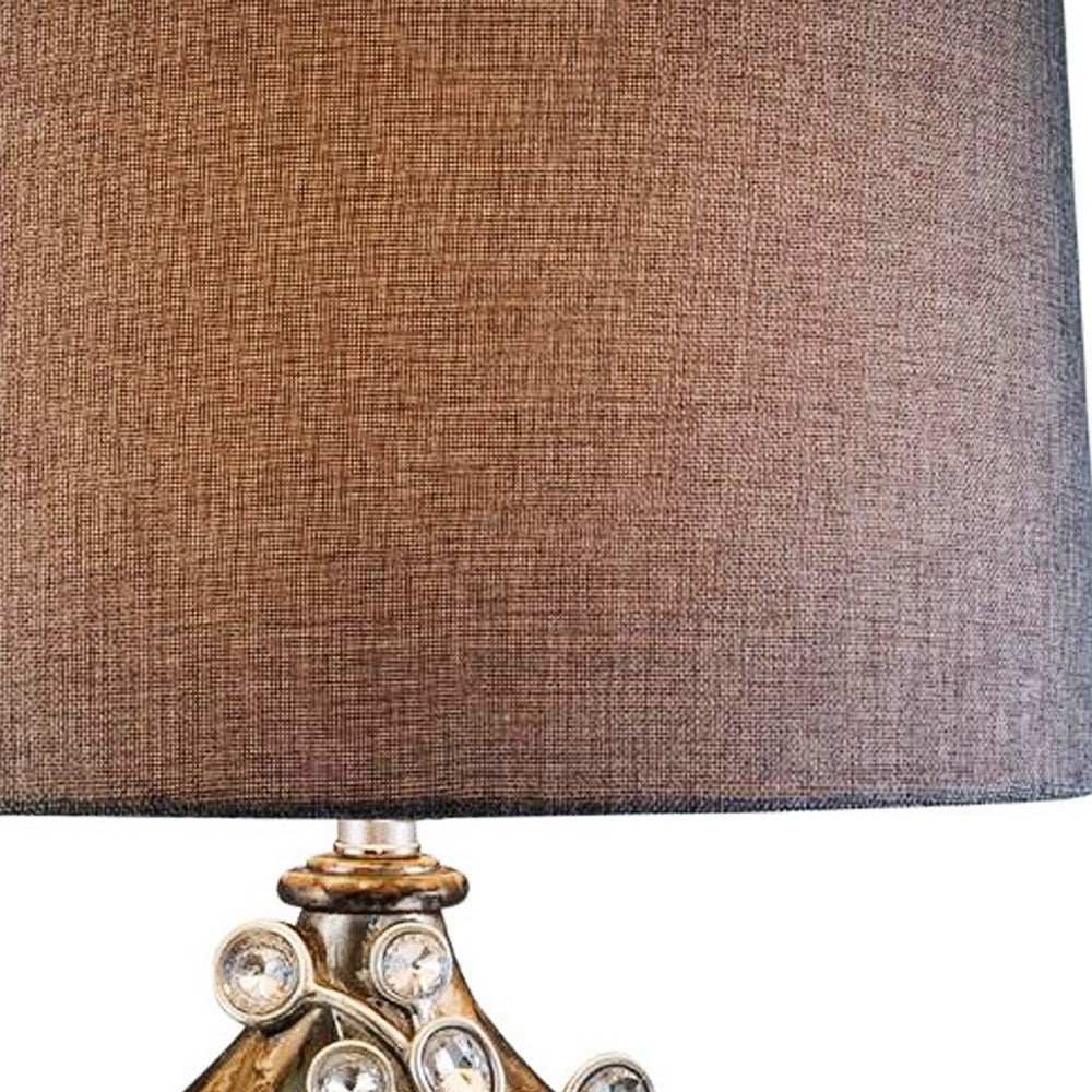 Brown and Gold Faux Crystal Glam Accent Table Lamp - Homeroots - Flyclothing LLC