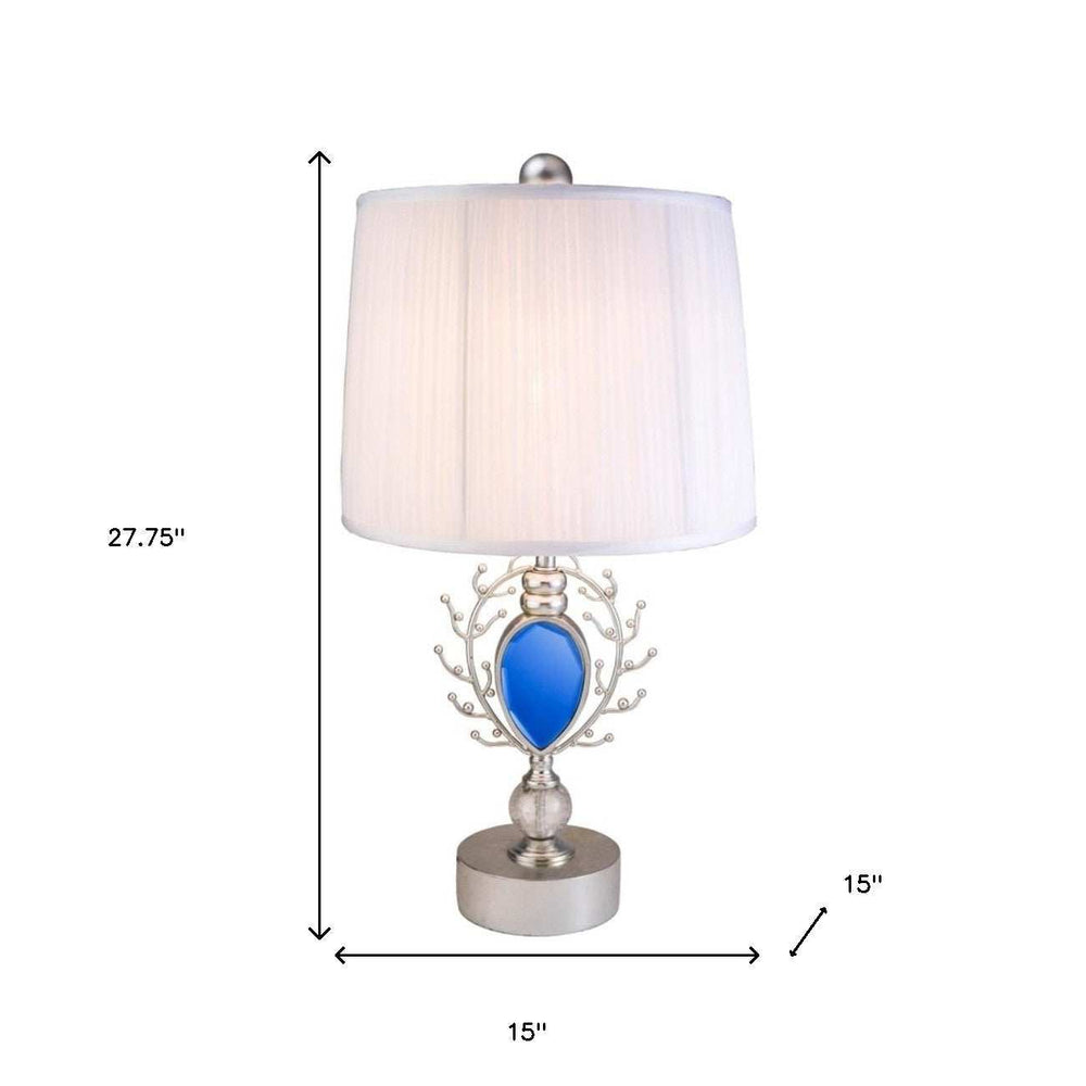 Dazzling Faux Turquoise Pendent Silver Table Lamp - Homeroots - Flyclothing LLC