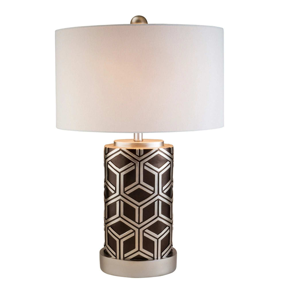 Deep Brown and Silver Geo Weave Table Lamp - Homeroots - Flyclothing LLC