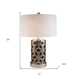 Deep Brown and Silver Geo Weave Table Lamp - Homeroots - Flyclothing LLC
