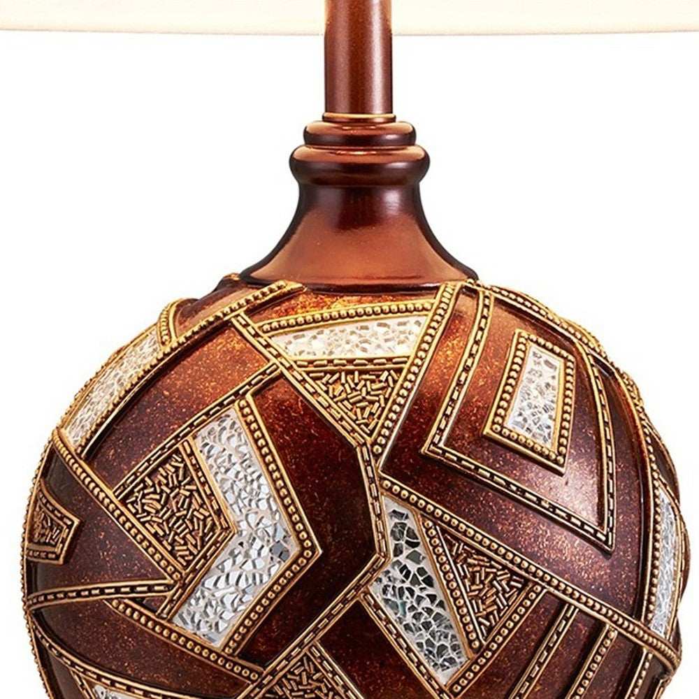Brown Metallic Mosaic Design Table Lamp - Homeroots - Flyclothing LLC