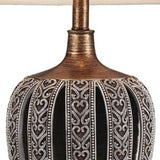 Primo Tall Brown Table Lamp with White Lamp Shade - Homeroots - Flyclothing LLC