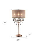 32" Clear and Rose Gold Faux Crystal Accent Table Lamp - Homeroots