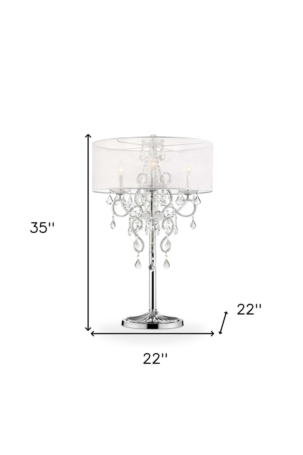 Glam Silver Faux Crystal Accent Table Lamp with See Thru Shade - Homeroots - Flyclothing LLC