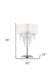 Glam Silver Faux Crystal Accent Table Lamp with See Thru Shade - Homeroots - Flyclothing LLC