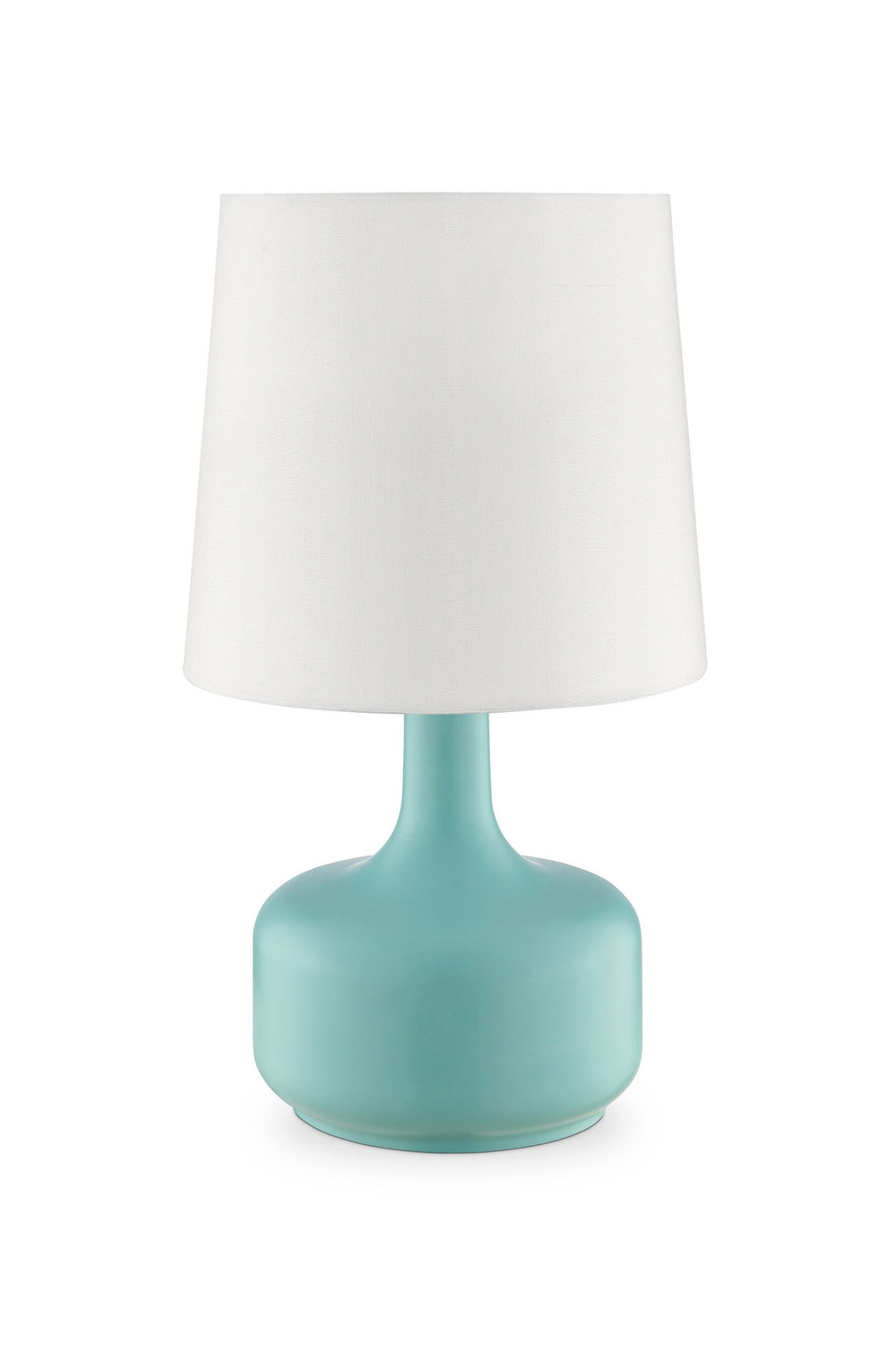 17" Blue Metal Bedside Table Lamp With White Shade - Homeroots