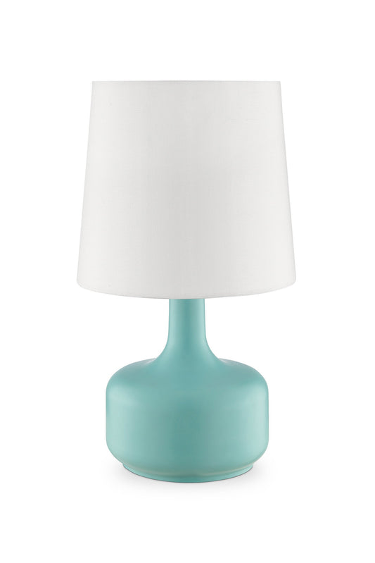 17" Blue Metal Bedside Table Lamp With White Shade - Homeroots
