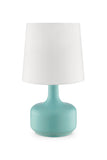 17" Blue Metal Bedside Table Lamp With White Shade - Homeroots
