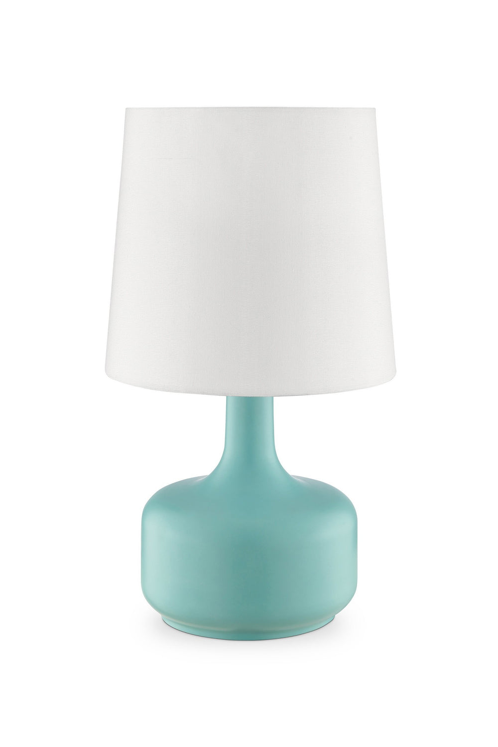 17" Blue Metal Bedside Table Lamp With White Shade - Homeroots