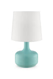 17" Blue Metal Bedside Table Lamp With White Shade - Homeroots