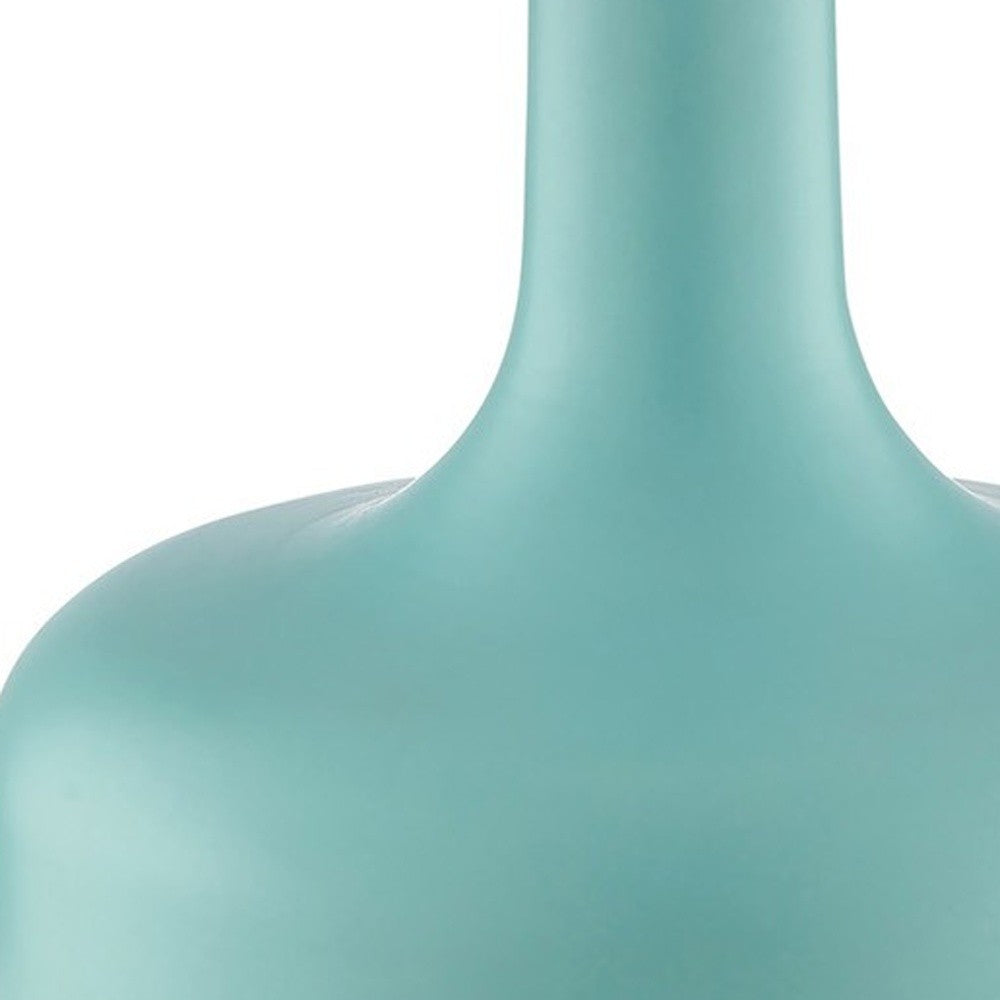 17" Blue Metal Bedside Table Lamp With White Shade - Homeroots