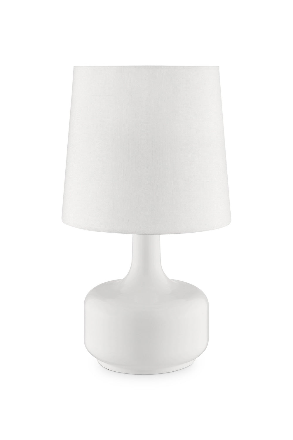 17" White Metal Bedside Table Lamp With Off-White Shade - Homeroots