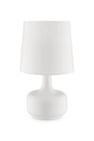 17" White Metal Bedside Table Lamp With Off-White Shade - Homeroots