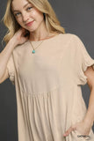 Umgee Linen Ruffle Hem Babydoll Dress - Trendsi - Flyclothing LLC