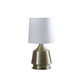 14" Brass Bedside Table Lamp With White Empire Shade - Homeroots - Flyclothing LLC